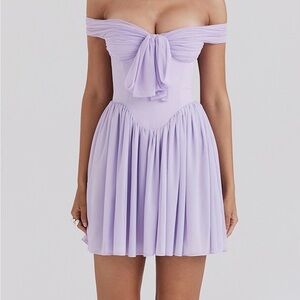 House of CB SOLEIL Orchid Off Shoulder Mini Dress